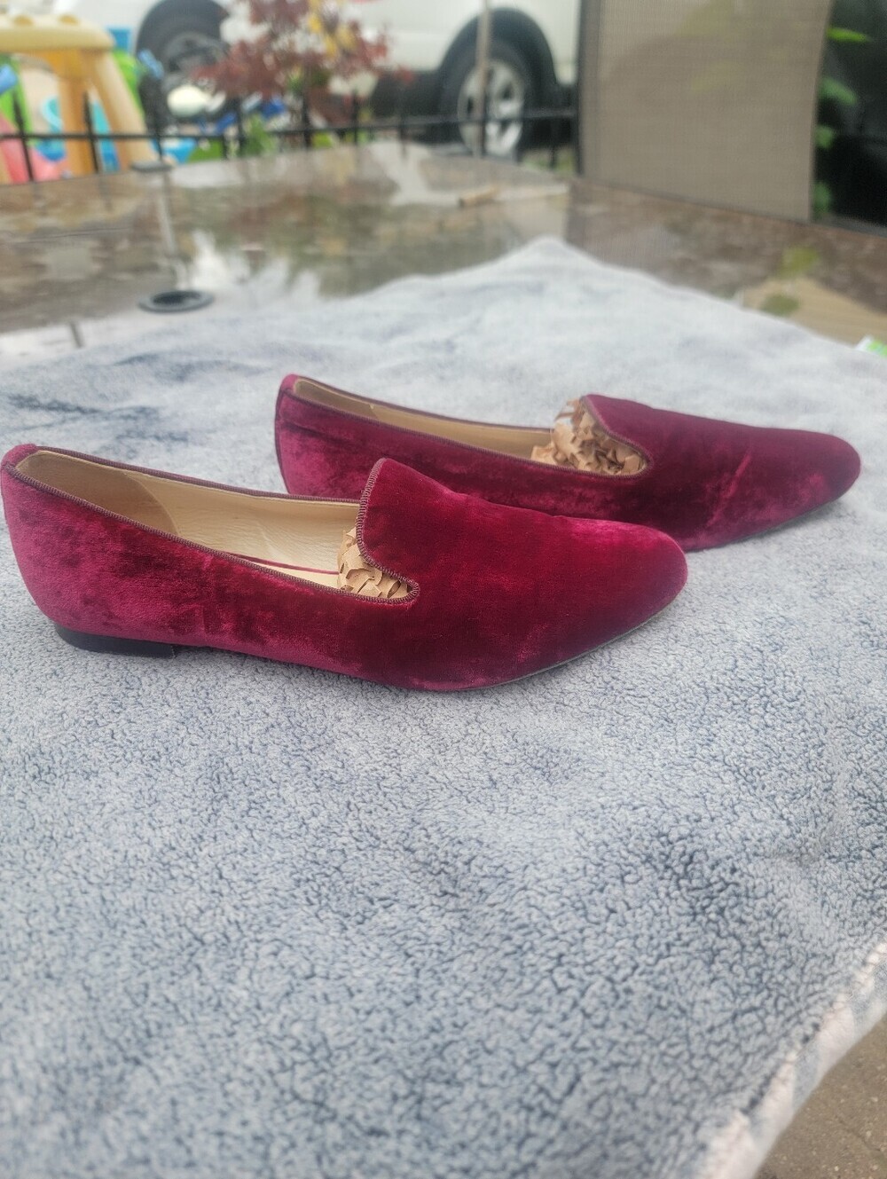 M.Gemi The Petalo Due Bordeaux Tuscan Velvet Smoking Loafers 37.5